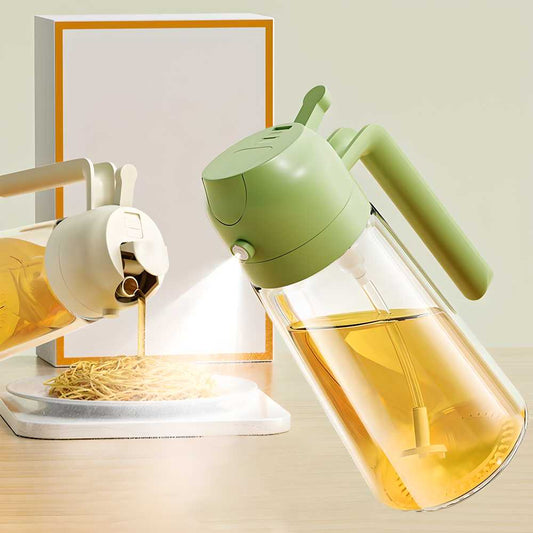 500ml Portable Sprayer Oil Dispenser| Dual Function Glass Bottle for Cooking