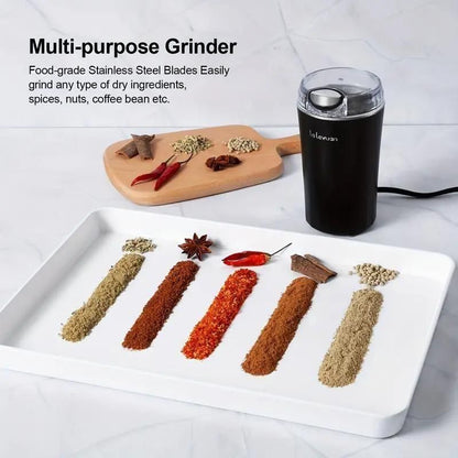Electric Coffee Grinder | Stainless Steel Blades | Portable Kitchen Mill for Coffee Beans, Nuts & Spices