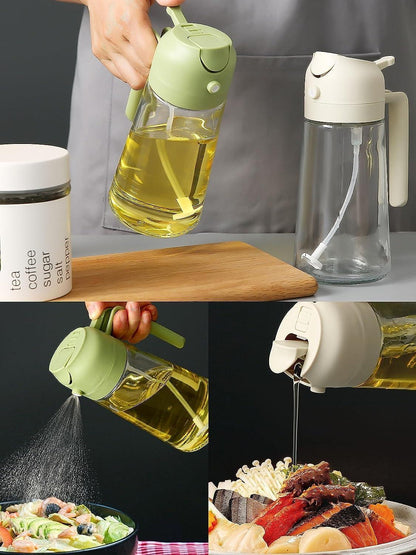 500ml Portable Sprayer Oil Dispenser| Dual Function Glass Bottle for Cooking