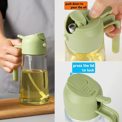 500ml Portable Sprayer Oil Dispenser| Dual Function Glass Bottle for Cooking