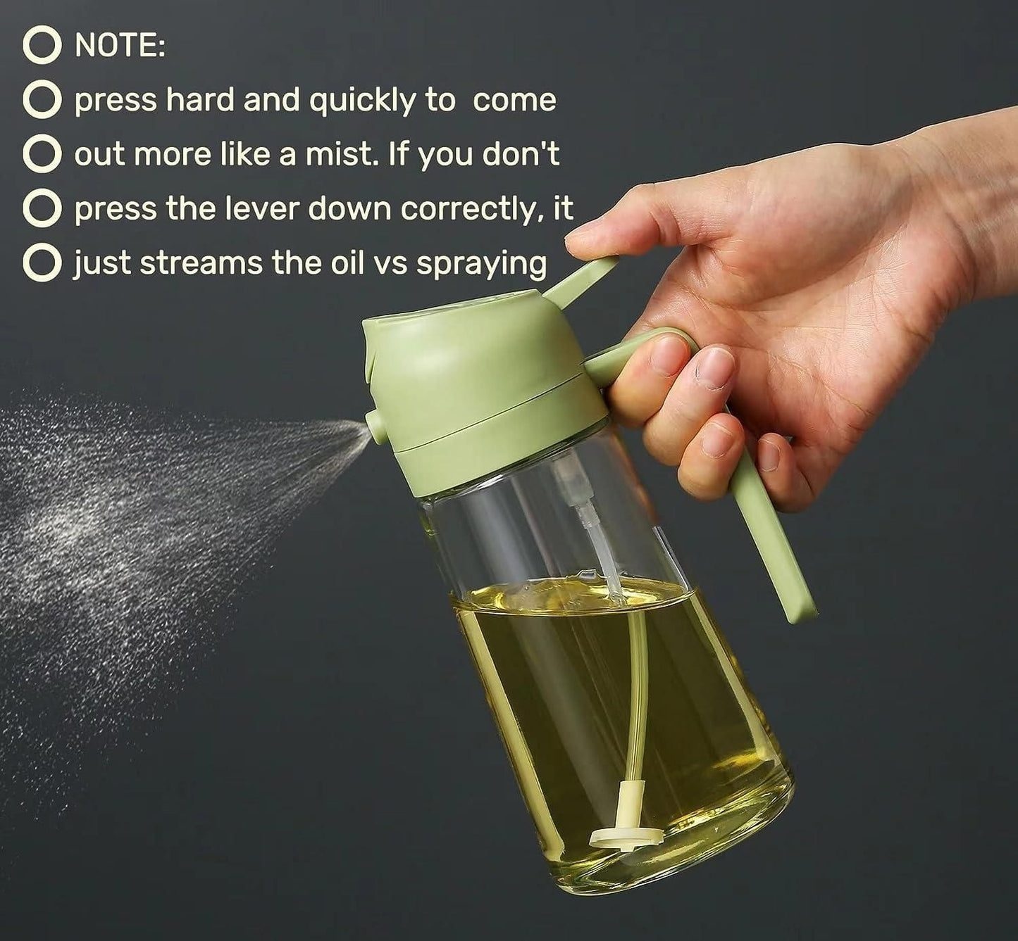 500ml Portable Sprayer Oil Dispenser| Dual Function Glass Bottle for Cooking