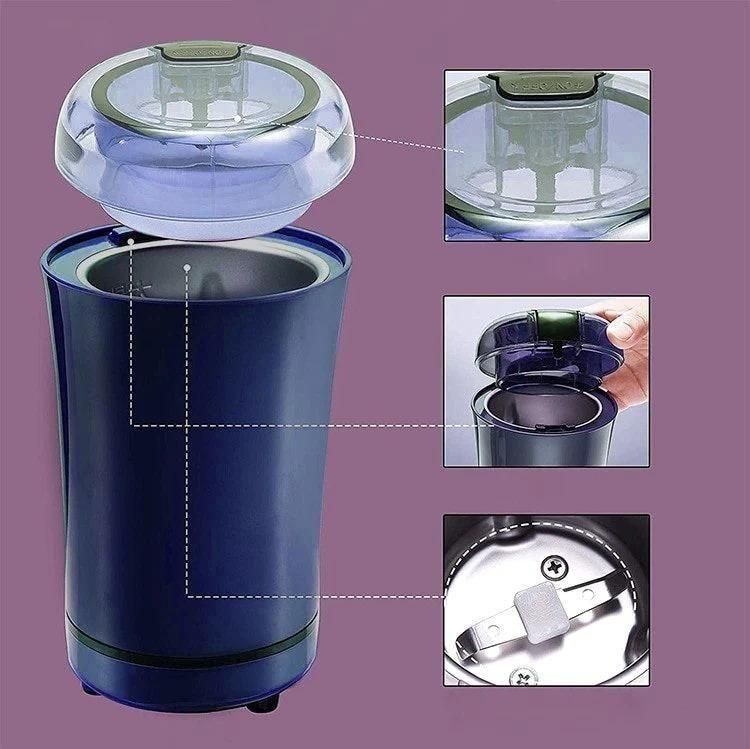 Electric Coffee Grinder | Stainless Steel Blades | Portable Kitchen Mill for Coffee Beans, Nuts & Spices