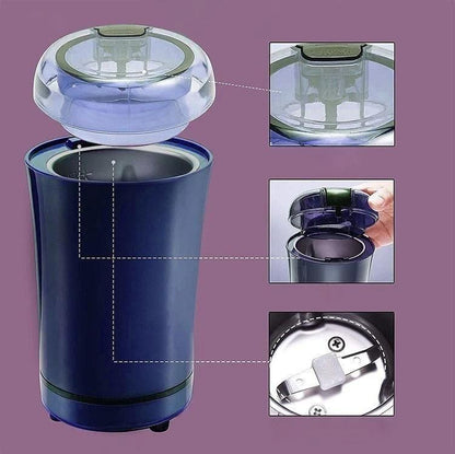 Electric Coffee Grinder | Stainless Steel Blades | Portable Kitchen Mill for Coffee Beans, Nuts & Spices